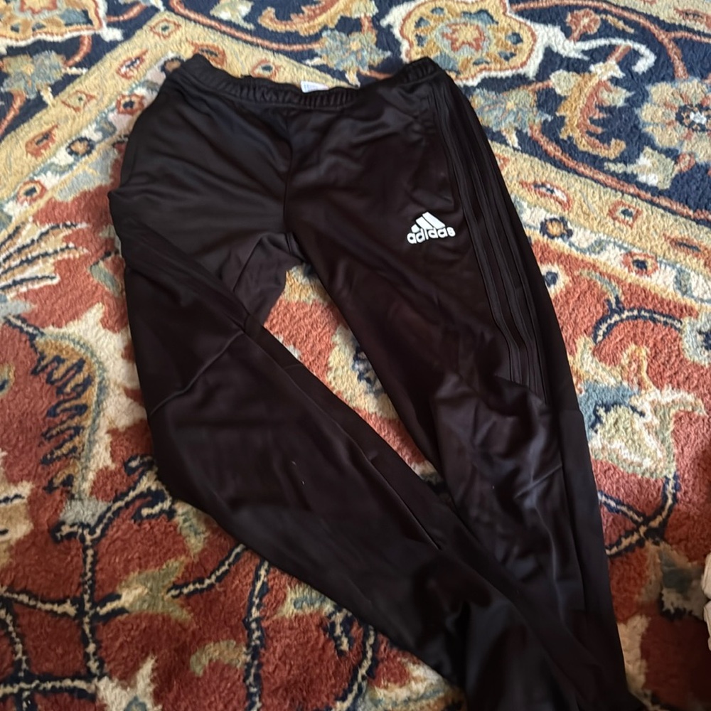 Adidas dry fit black on black athletic joggers size boys XL
